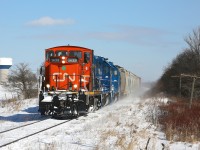 I caught this GMD-1 led local east of New Hamburg as it made its way westwards.  Seeing them open the throttle between the Hwy 7/8 overpass and Stratford was something special to watch.