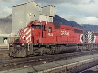 The CP locomotive 5823 was the lead engine on a west bound train headed to Vancouver. I was lucky leave the Trans Canada Highway and get to the CP station in time to catch a crew change. In the 1980,s there was all ways something moving in Kamloops.