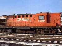 CP RS18 8800 is pictured trailing on a freight passing through Guelph Junction. Unit 8800 was the last MLW RS18 built for CP and the only one in the 8800-series (8729-8800), competed and delivered in July 1958. CP started rebuilding and chop-nosing their fleet of 251-powered RS18's in the early 1980's, and 8800 was cycled into the shops in 1985, completed, and emerged renumbered as 1831.