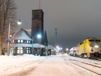 Via 78 makes a late station stop at Brantford after being held up at Hardy for signal issues and 434/435 to clear.  