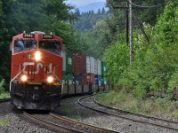 A couple of years ago, intermodal trains on the New Westminster Sub would have seemed out of place, but with CN stepping up use of their Burrard Inlet Line to access Port Metro Vancouver, stacks now make up the bulk of traffic on any given afternoon. This stretch of track is steadily getting busier and vusier, with a new grain elevator in North Vancouver that would see an increase in daily train traffic nearing completion.