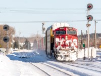 <b>Callout to any railfans in the Greater Sudbury area!</b> I've recently relocated within the district and, while I'm very rarely out searching for trains, I'm trying to figure out some of the local operations better so I'll have better luck when I do go out. I feel like this city oozes potential and hasn't been covered too extensively yet (at least, not online). If there's anyone with current local knowledge or who lives in the area and wants to figure things out with my friend and I, please get in touch! Thanks :)

It's a sunny February Saturday and I've come into the city in search of some rail action with L. It wasn't the most successful day—both of us lack functional scanners at the moment—but considering that handicap, I'm satisfied with our sightings of old Cando and CN geeps presumably awaiting the scrap torch, a 10-hour-late Canadian and tanker train parked on the CN Sudbury Spur. This CP intermodal was a surprise; we were expecting a (north)westbound to come through Romford when the searchlights lit up clear for a (south)eastbound. Unfortunately the late afternoon lighting wasn't on our side for eastbound traffic, but the frosty tail-end remote offered redemption before we called it quits for the day.