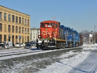 CN L568 departs Kitchener for Stratford with a pair of GMTX leasers helping out the 1200HP GMD1. 1439 would return to Mac Yard 3 days later