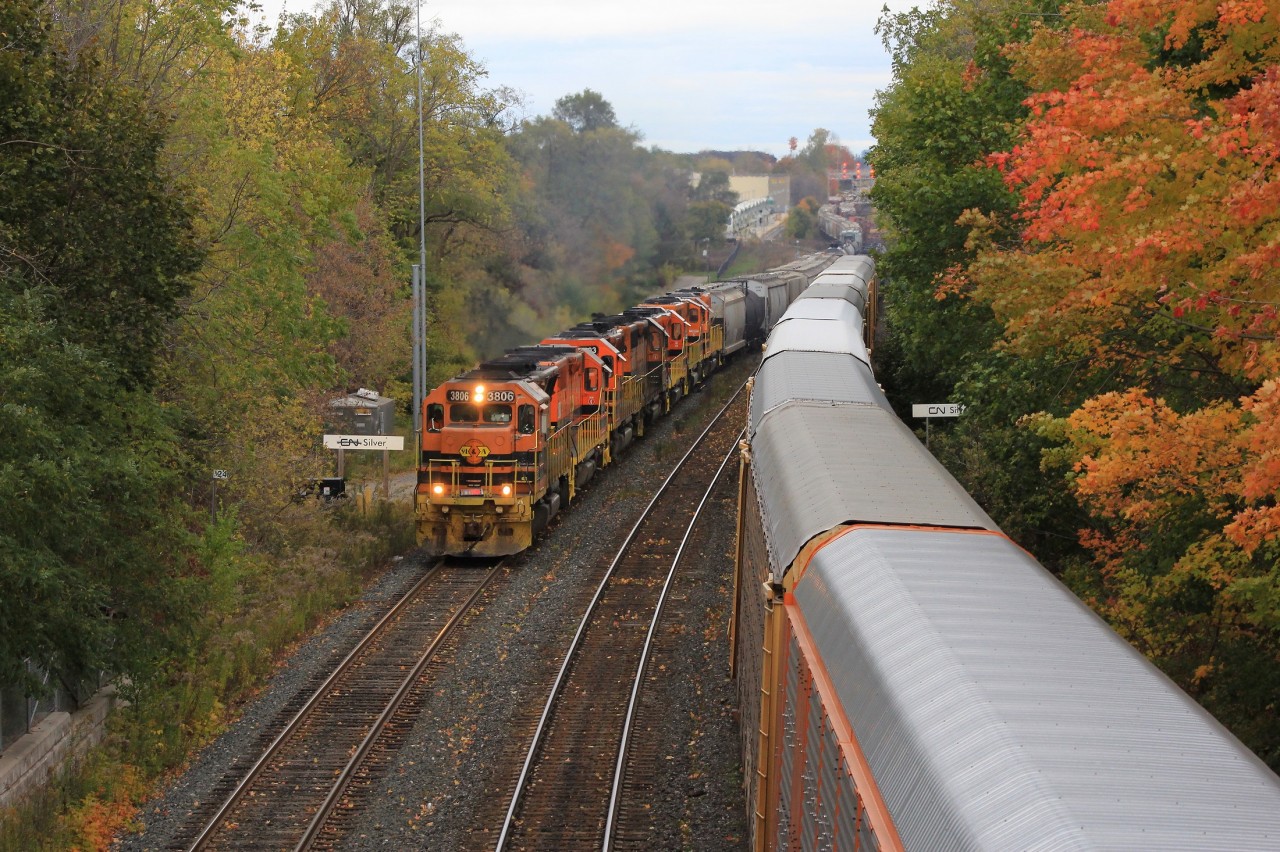 GEXR 431 had stalled at Silver with 3403, 3394, 2073,3030, and 2117 causing two rescue unitS (3806,2008)  to be sent to aid the train up the grade.