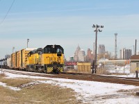 An ETR job works the CP interchange yard next to CP's Windsor Yard. The Detroit skyline is very prominent here and provides a great backdrop for photos; a view I will never get tired of looking at.  