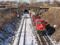  CP 140 enters Canada via the Detroit River rail tunnel with a clean rebuild on the point.