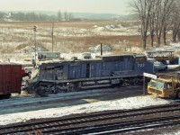 Submitted on the 24th anniversary of the Hyde Park train crash.  I recommend the TSB Report about this mishap -   http://www.bst-tsb.gc.ca/eng/rapports-reports/rail/1995/r95s0021/r95s0021.asp <br> In the collison with the tail end of CN train 308, Bombardier HR616 CN 2105 (lead unit of train 272) left the tracks and spun about 135 degrees.  Tail-first trailing unit LMSX 723 (GE Dash 8-40CW) and several of train 272's front end boxcars derailed but stayed in-line with the rails, the forward momentum of their train resulting in them overtaking CN 2105, impacting and pushing forward train 308.  Among 308's destroyed tail-end railcars was a hopper. LMSX 723 also took serious collision damage, and looks like the hopper load has whitened it. <br>Less than a year old at the time, LMSX 723 was taken to Conrail's ex-PRR Juniata Shop in Altoona PA where it was repaired and returned to service. <br>You can click on "Photographer" for a couple of other views, including prior-to-cleanup <a href=http://www.railpictures.ca/?attachment_id=36332><b>image 36332</b></a>.