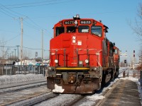 2 locos going back to Point St-Charles yard engin s lite leading loco CN-9677 a GP-40-2 
