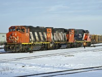 Moving around the yard on switching duties are GP38-2(W)s CN 4778 and 4767 and GP38-2 CN 7520