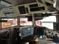 Operator's cab shot of Trinity Rail Express F59PH 124.