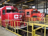 SD40-2 5750 parked in the shop for it's return to service inspection.