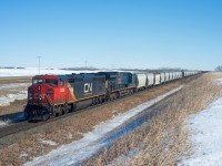 FPSK ?  CN 2429 and CSX 3296 lead train 347 west through the thawing prairies.  