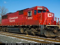 CP SD60 #6252, former SOO Line 6052, sits at Jefferson Yard in Windsor waiting to be put on the headend of an Eastbound later in the day.  Nice to see these still around, but I still preferred them in SOO paint....