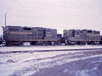 Prior to the arrival of second generation power from the mid-1960s to mid-1970s, CN main line freights in Central and Western Canada were dominated by GP9s and RS18s, supplemented by Edmonton-based F7s and FA/FB units maintained in Quebec and the Maritimes. So, it wasn't that unusual to find a couple of "light weight" GP9s based in Winnipeg at Toronto Yard having arrived on a transcontinental freight. 19 similar units were based in Senneterre, Quebec in 1967 and they would also sometimes show up in the Golden Horseshoe.