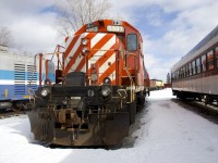 Donated to Exporail last fall by CP, SD40-2 CP 5903 is seen in the snow on a sunny afternoon.