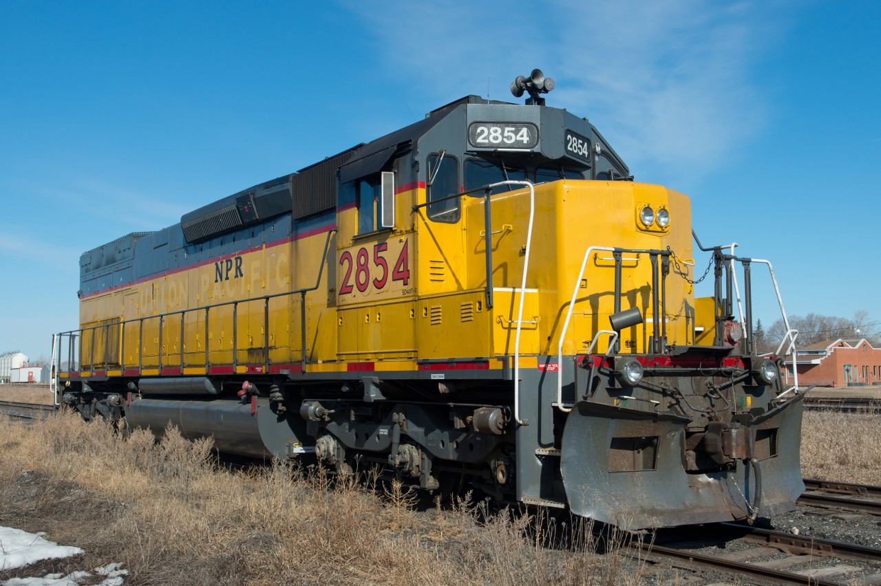 Northern Plains Railroad 2854 is seen sitting in Macklin Saskatchewan, waiting for a trip down the Macklin Sub. The NPR 2854 will join the MRI 2846 at the Kerrobert Unit Train Terminal just south/east of the town of Kerrobert. By my count this puts SK's tunnel motor count up to five.