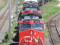 CN C44-9CW 2599 pulls out of Sarnia yard with what was probably westbound train 385 for Toledo, OH.