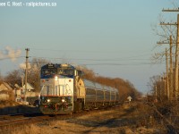 The Pitched roofs of wartime housing and smoke from steel companies pepper the Hamilton landscape, VIA 98 passes over Gage Ave in Hamilton with minutes left of sunlight. Thanks to the time change, this shot was possible because last week, feggetaboutit. With any luck we might see this again.. but the last time was April 2018 and push the time dial more than a decade more for the time before that... cross your fingers it returns! But for those who missed it tonight - you have 97 tomorrow morning! good luck!