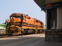 With their two dimensional loads out of Babcock & Wilcox in Cambridge handed off to CN and on there way to Hamilton. GEXR’s slug set has made their way up to the VIA/GO station at Georgetown. One of the crew looks back to see if train 431 is in view before disembarking the lead unit to briefly chat with railfans and give a roll by inspection to GEXR 431. Within a few minutes the power will once again be on the move following 431 up the Escarpment.