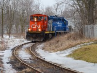 CN 1444 backs L542s train back to XV Yard and eventually head to North Guelph to interchange with the Guelph Junction Railway. 