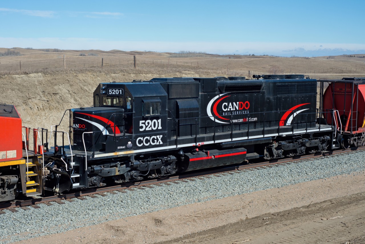CCGX 5201 is an ex-DMIR SD38AC. It is reportedly heading for the Redwater Alberta area.