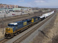 CN 327 with CSXT 5483, CSXT 4048 and 74 cars passes MP 14 of CN's Kingston Sub.
