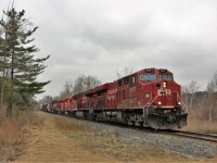 CP 9377 with CP 8907 lead CP 246 up to Flamboro and the Carlisle Road with a pair of SD40-2's in CP 5917 and CP 5994 in tow on their last ride south for parts.