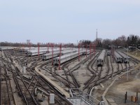The TTC Greenwood yard on a warm spring day.