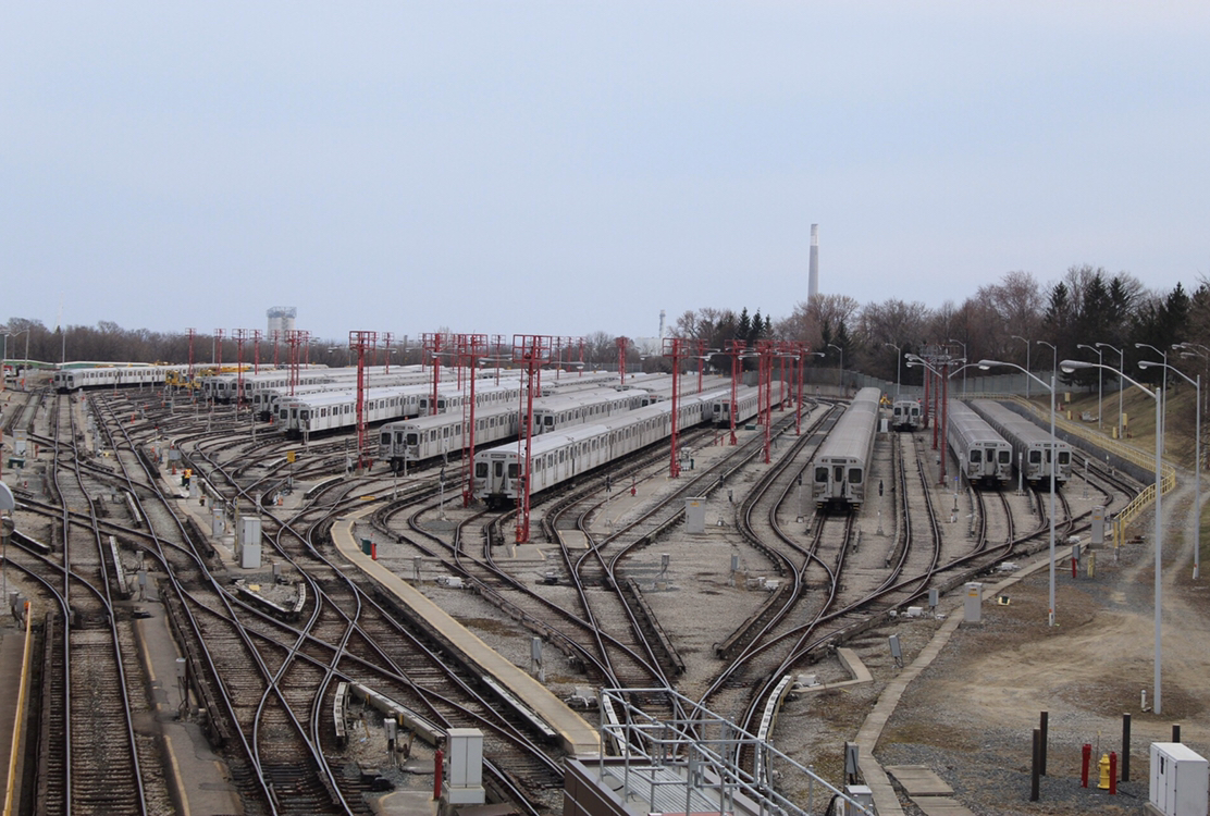 The TTC Greenwood yard on a warm spring day.
