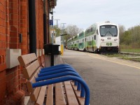 There has definitely been a void as far as railway activity goes in Niagara Falls over the past decade or so. First with the loss of CP and NS through trains, then VIA Rail bailed out with the exception of the daily shared Amtrak train. Lastly CN ripped out its yard. The loss of almost all local rail served industries over the last few decades hasn’t helped either. When Metrolinx announced its plans to work toward regular GO service to Niagara Falls, it finally added some positivity to rail service for the region. Unfortunately the The lift bridge over the Welland canal has added some timetable issues but for now GO transit does operate into the city over the weekends. Here we find the noon time departure train about to head back to Toronto. A crew member watches from the head end for stragglers while I look on from an empty bench along side the classic station. The crumbling bricks tell the tell of a station that has seen a lot over its lifetime that spans over a century.