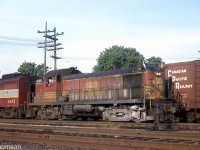 Boston & Maine RS3 1535, another one of the many US-owned units that power-short Canadian Pacific leased in the 60's, is pictured coupled to CP FB1 4407 at Woodstock in 1966.