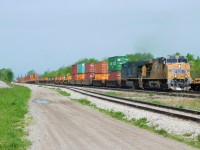 CP 143 rolls through Fort Erie with a pair of FPON leaders (UP AC45CCTE #5477 and CSX AC4400CW #332) as it makes its way towards the International Bridge and Buffalo, NY.