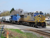 Despite some of the GECX leasers being returned, there's still some colour to be found on CN rails.  CN 394 is crossing Hardy Road, just west of CN Hardy, with CREX 1513 and CEFX 1023.  Being 1:30 p.m. (a late lunch hour for those concerned), I avoided the standard-issue station shot worried that VIA 73 would block 394.  73 ended up being late so I didn't need to venture further afield after all.  Thanks for the heads-up Jimmy G.