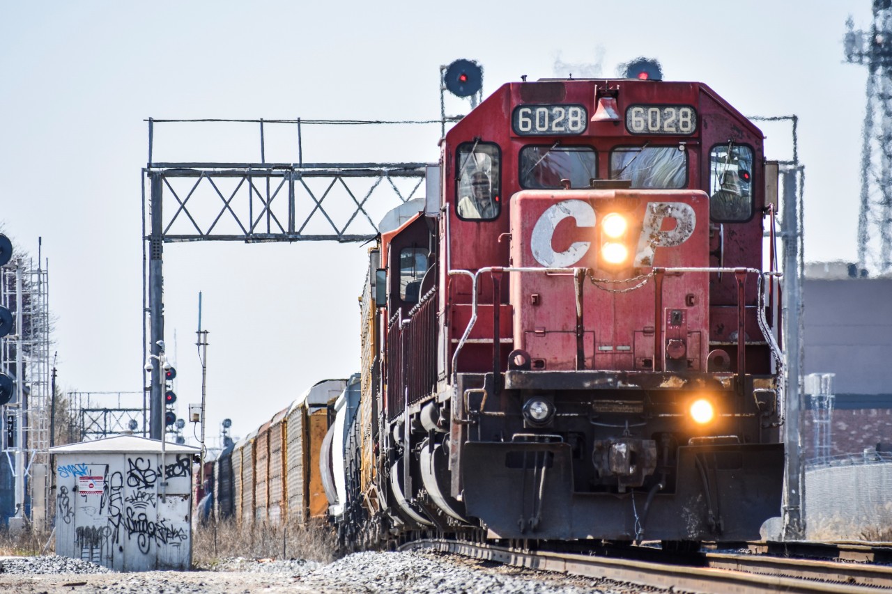 A pair of CP SD40 locomotives along with a BNSF C44-9W are the power on April 22nd's train #244 as it heads east towards Toronto Yard at the West Toronto Junction, just entering the North Toronto Subdivision. Both the SD40s are in the "dual flag" paint scheme and are an uncommon sight for Toronto in 2019, let alone the past 5 years. 5936 was built in 1979 and 6028 was built in 1983.