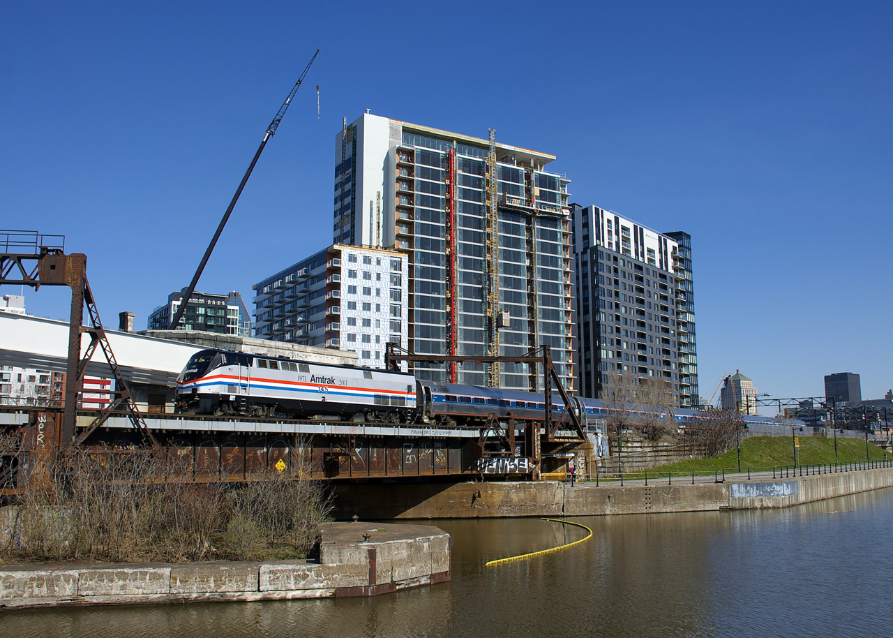 A common visitor to both Toronto and Montreal this year, AMTK 145 is seen pushing the Adirondack towards Central Station in Montreal a bit before its 1020 departure.