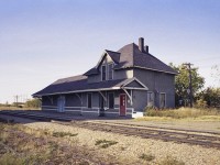 At the time I took this image of the CN station (bt 1905) at Maymont, it was closed. Not surprising. At the time also, there were only 128 people living here. Not exactly the kind of place that foresaw a potential increase in business. Village after prairie village had a station back in the 70s. With improvements in communication and the passage of Steam, most all became redundant. And demolished. I was really pleased to capture what I did.
Not much to look at, but they were all history. I only wish I had photographed more grain elevators......