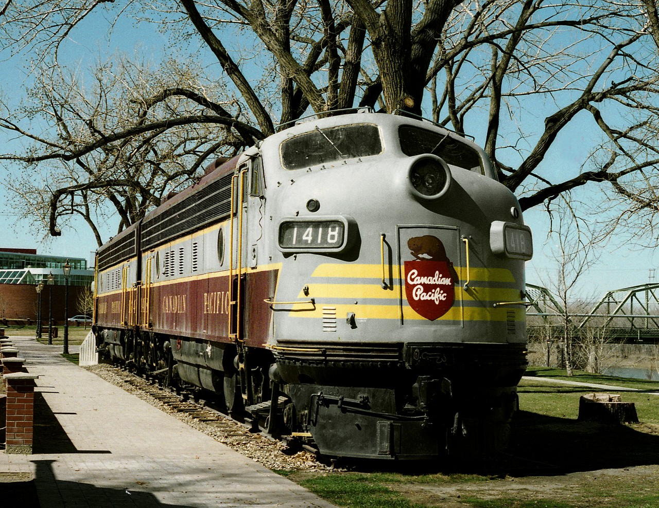 FP9 1418 on display at Riverside park near downtown Medicine Hat
