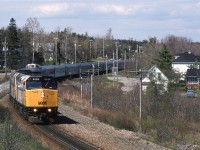 Back in Halifax, we caught the eastbound "Ocean" gliding through Windsor Junction. I did not think much of VIA power but I was starting to appreciate their stainless steel cars, and particularly their domes. 