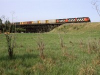 Fred Clark and I continued north on the Coronada Sub, using topo maps (way before Google Maps) to guide us. We suspected that bridges on the map would be wood trestles, and we were right. 
Up this way, the roads were dirt and gravel - not great for train chasing, even on a branch line. 