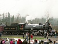 CP 4-6-2 1201, Last Angus built steam loco, is the centerpiece of the Centennial ceremony of the last spike held at Craigellachie