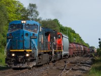 435 blasts off out of Brantford with IC 2462 on the point.  They had to stop at Hardy for a meet with Via 76.  435 did not work anywhere between Aldershot and London today and was quickly making pace for home.