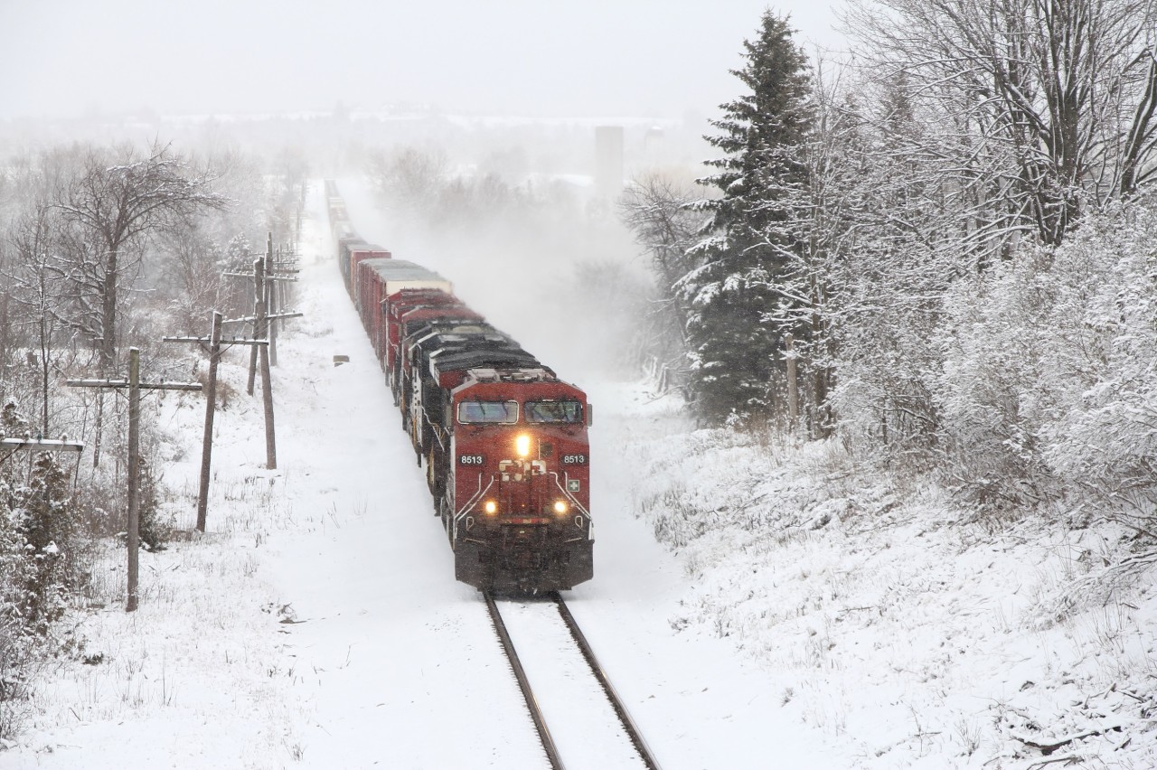 In winters final kick of 2019 CP 241 dashes through the final mini snow squall.