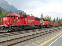 Ex SOO SD60 (SOO 6034) CP 6234 and SD40-2 6062 sit on their work train in the small yard at Banff