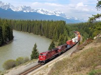 CP 8622 leads an intermodal east on CP's Laggan Sub. I don't know if the railroad has a station name for this location but the pull in off the parkway is called "Storm Mountain"