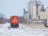 This offered a little icing on the cake after a fun day of chasing GEXR from <a href="http://www.railpictures.ca/?attachment_id=36276">Stratford</a> to Clinton to <a href="http://www.railpictures.ca/?attachment_id=37190">Hensall</a> to Exeter and (mostly) back. We heard L568 working the yard as we neared, and would arrive to find them having just finished work. They would depart light power soon afterwards.