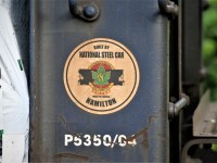 Made In Canada.....a decal adorned on a bulkhead proudly displays the birth place of this car at the Kitchener yard while being sorted by Goderich-Exeter Railway train 584.