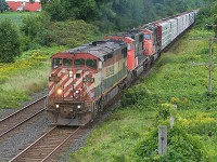 A CN westbound is seen just west of Paris, near the Village of Canning and east of Princeton with BCOL 4619, CN 5781 and CN 5722. 