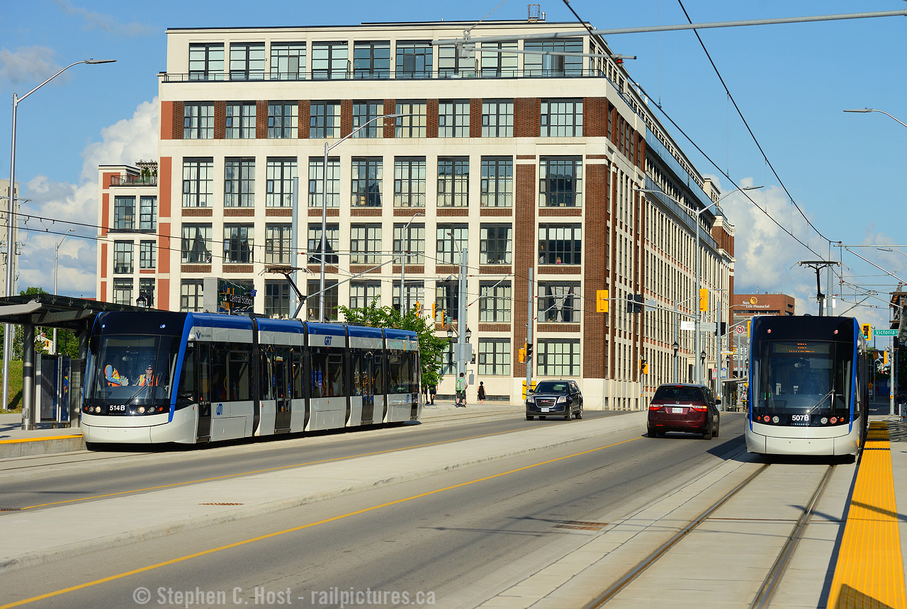 Streetcars return to service on King St after 73 years on the first day of the ION LRT Network. Passing the iconic Kaufman building, streetcars last operated in passenger service on December 27 1946 when the Kitchener-Waterloo Railways system was shut down due to an ice storm that prematurely ended service on the line which was planned for the end of 1946. It was a long time coming for ION and the transformation of Kitchener and Waterloo because of it is already staggering. If you told me 15 years ago weed would be legal and streetcars would roam the streets of K-W I'd tell you you've been smoking too much reefer. Ultimately, now that it's here my only thought now is as follows: Hamilton - what are you waiting for?