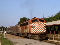 Pete Jobe photographed CP 1802 with VIA #41 the "Atlantic Limited" at 7:50 A.M. on June 21 1979 at Montreal West.