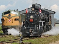 The two faithful work horses of the Alberta Railway museum.  F3A CN 9000 and MLW 4-6-0 CN 1392